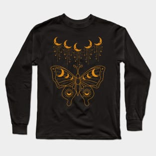 celestial butterfly with crescent moons Long Sleeve T-Shirt